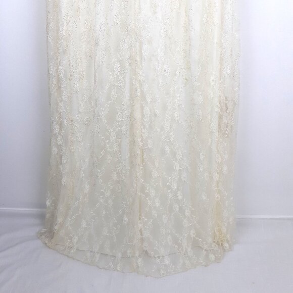 Ivory Lace Gown Size 5. Fairy Greek goddess one shoulder rhinestones prom formal - Picture 12 of 14